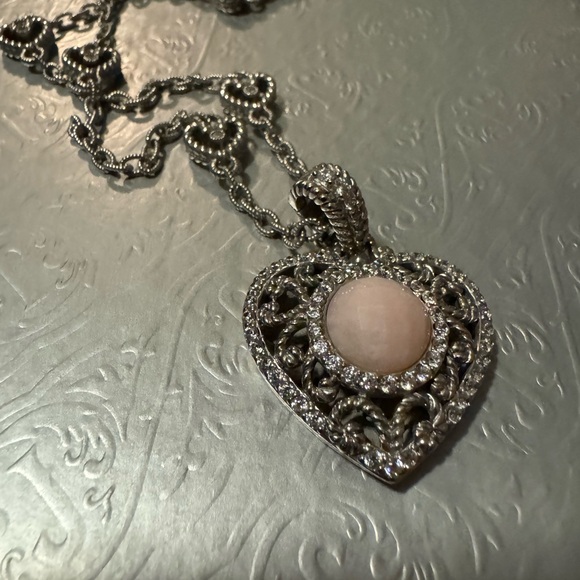 Vintage Judith Ripka 925 sterling silver and CZ heart charm necklace - Picture 10 of 12